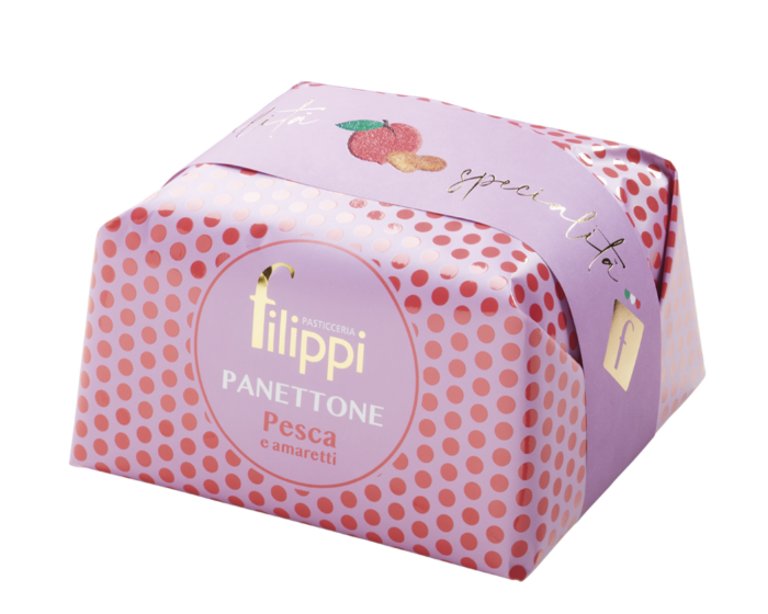 Panettone speciale con Pesca ed Amaretti Pasticceria Filippi 1 kg