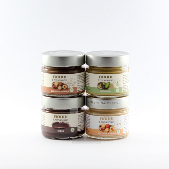 Crema delizia Pistacchio, Nocciola, Cacao, Gianduia -  Babbi