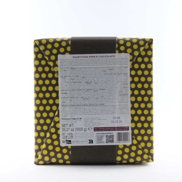 Panettone Pere Candite e Cioccolato Fondente 1 Kg Pasticceria Filippi - immagine 3