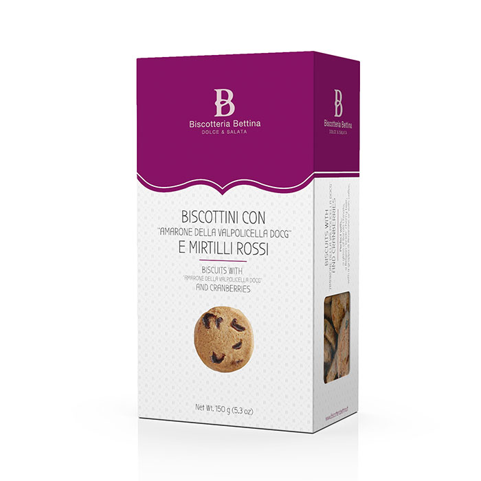 Biscotti all'"Amarone della Valpolicella Docg" e Mirtilli Rossi - Biscotteria Bettina