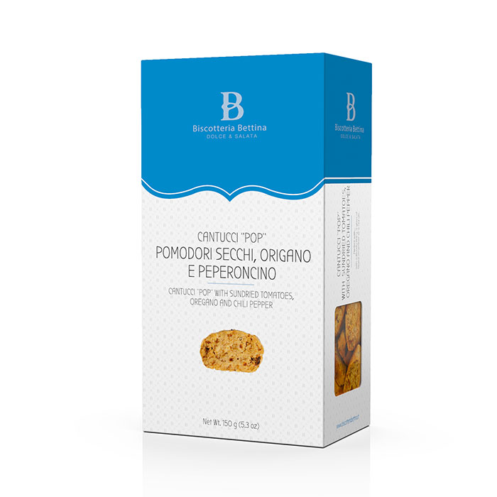 Cantucci "Pop" Pomodoroni secchi, Origano e Peperoncino - Biscotteria Bettina