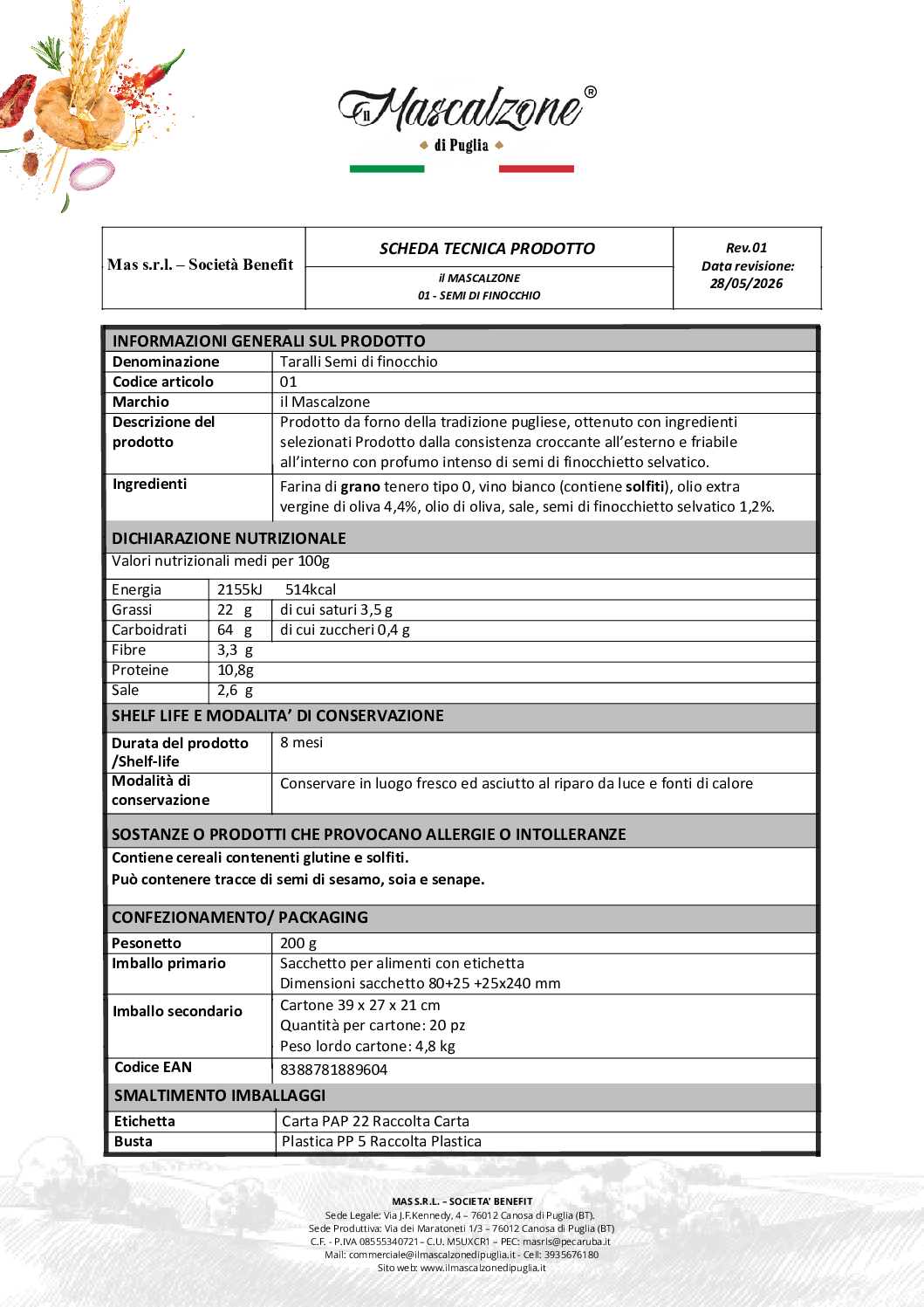 Tarallo Semi di Finocchio 01 - Mascalzone - immagine 4