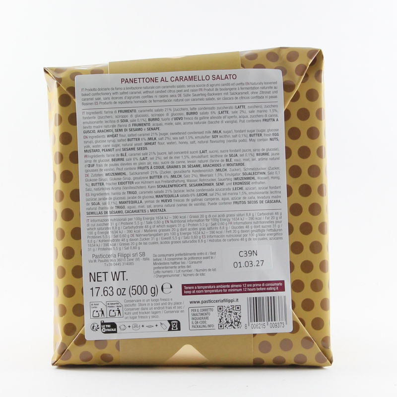 Panettone speciale al Caramello Salato 500 gr Pasticceria Filippi - immagine 3