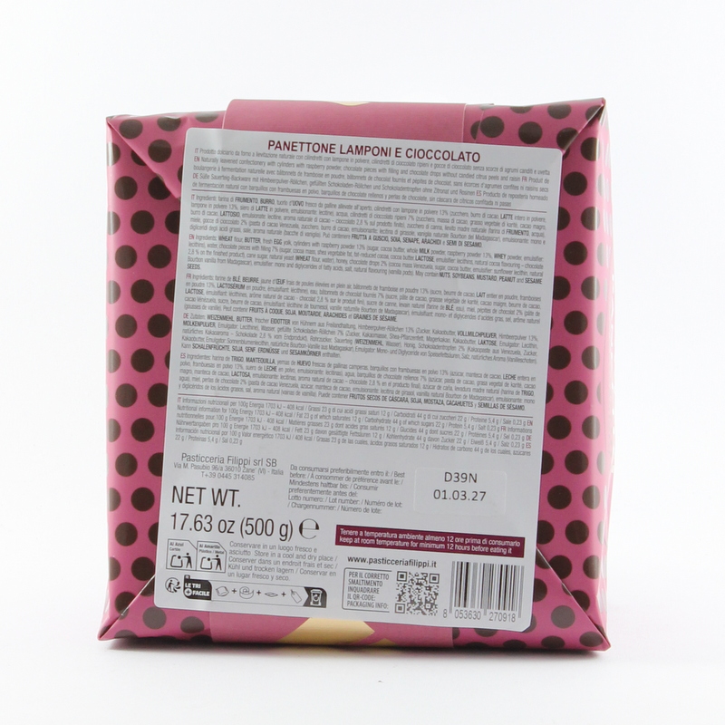 Panettone Lamponi e Cioccolato Fondente 500 Gr Pasticceria Filippi - immagine 3
