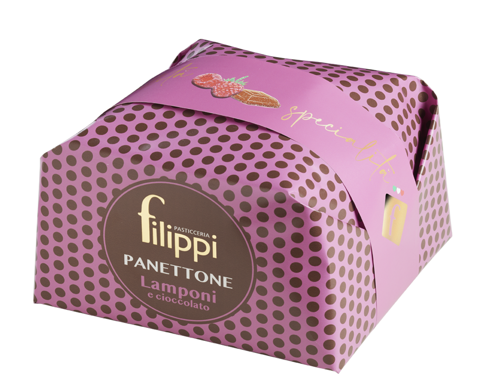 Panettone Lamponi e Cioccolato Fondente 500 Gr Pasticceria Filippi
