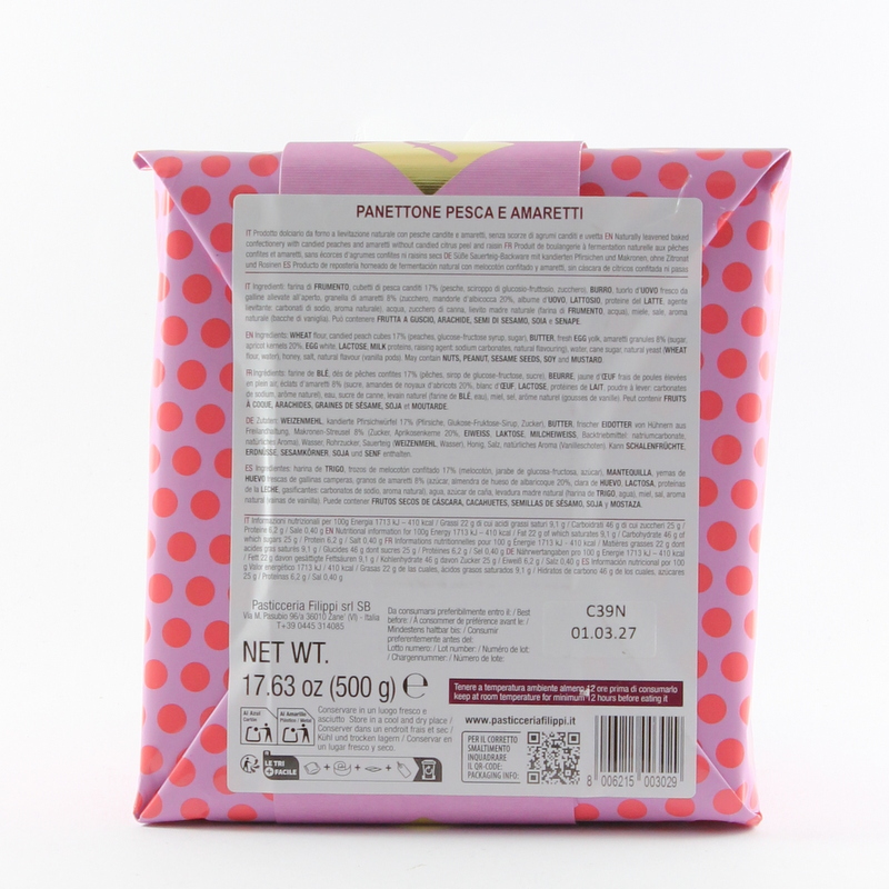 Panettone speciale con Pesca ed Amaretti 500 gr Pasticceria Filippi - immagine 4
