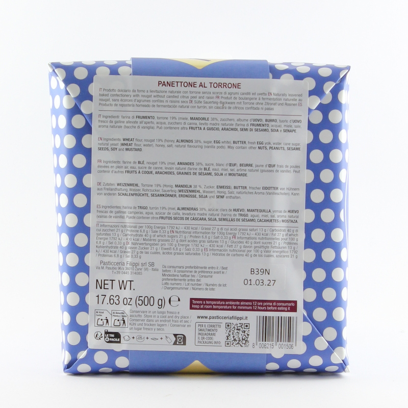Panettone speciale al Torrone 500 Gr Pasticceria Filippi - immagine 3