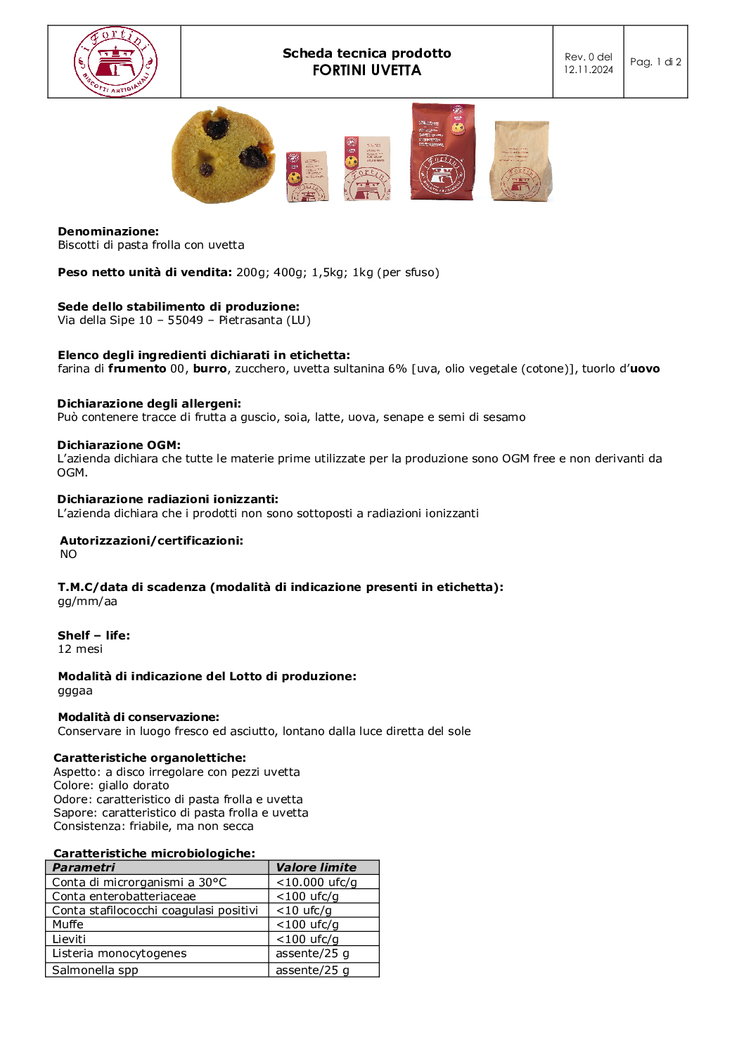 Biscotti Frollini al gusto Uvetta - I Fortini - immagine 7